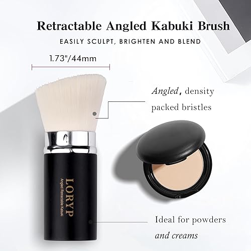 Miniatura 8 de LORYP Juego de 4 brochas de maquillaje profesional de cara completa con aerógrafo retráctil Kabuki para polvo, líquido, crema, brocha para rubor en