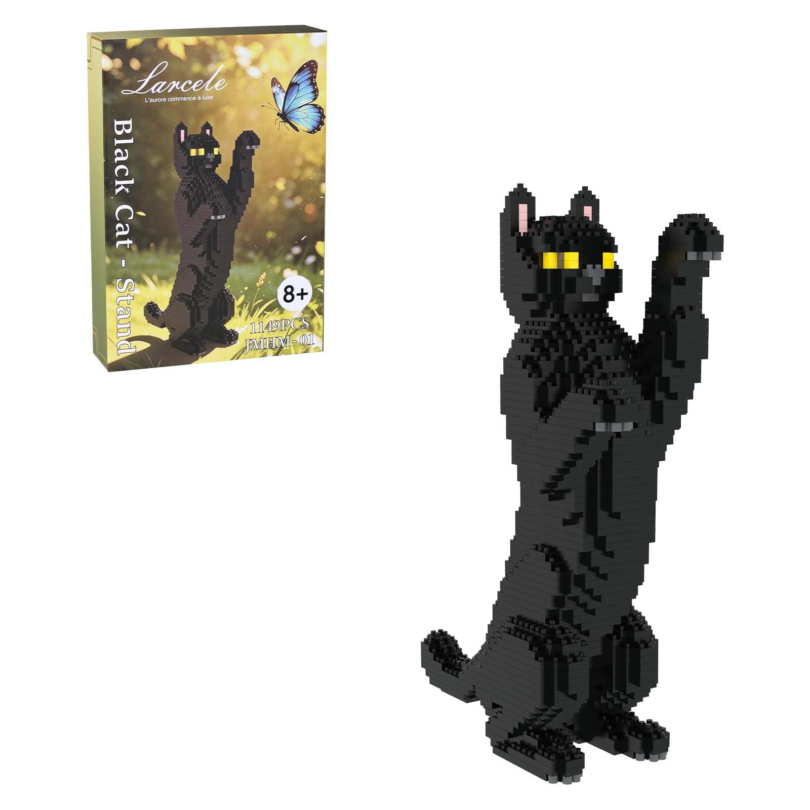 Larcele 1149 Pcs Black Cat-Stand Micro Building Blocks Set JMHM-01