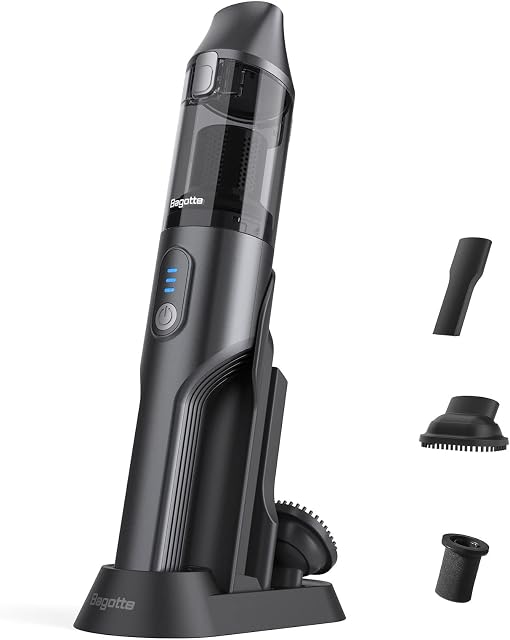 Bagotte Handheld Vacuum, 12Kpa Powerful Suction Car Vacuum Cleaner with 35min Run Time, Rechargeable Lightweight hand held vacuuming cordless for Car, Home, Pet, Office