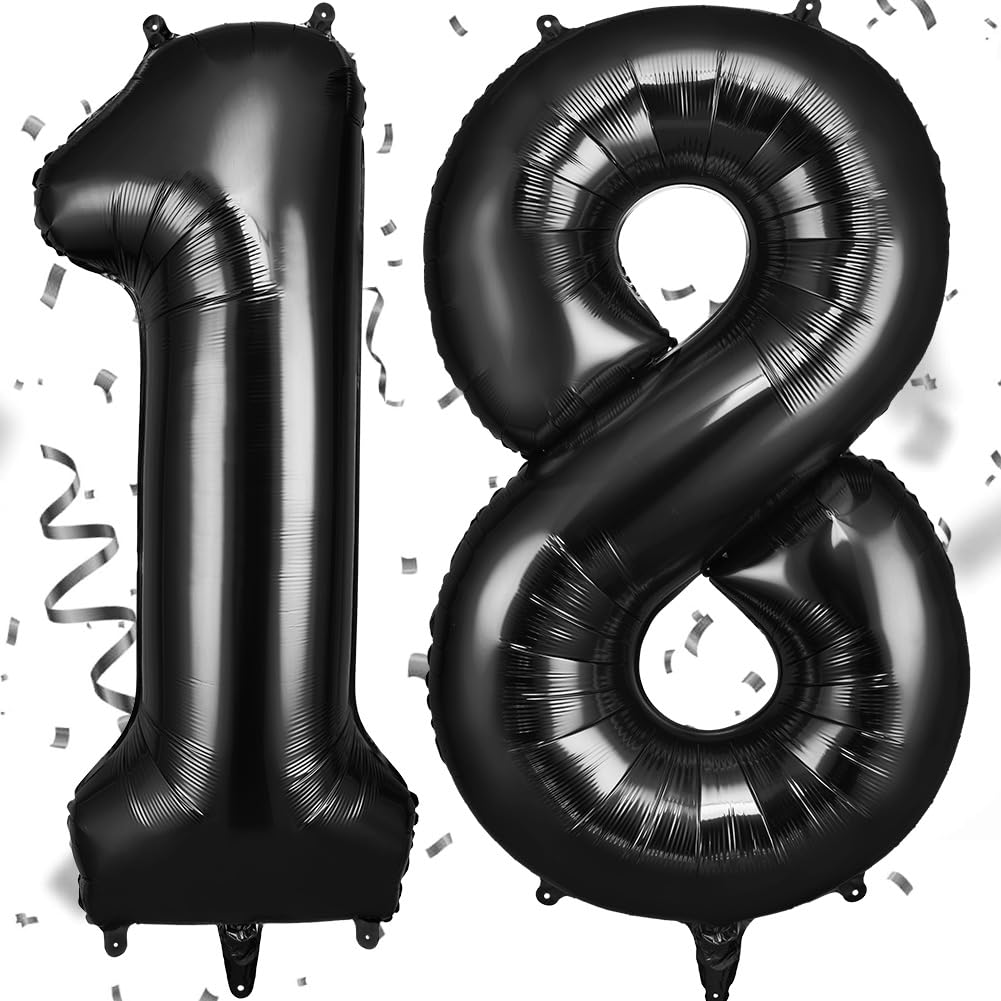 OFFCUP 40 Inch Number 18 Balloon, Large Self Inflating Foil Balloons