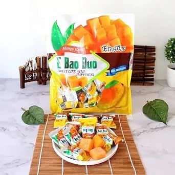 Ready to eat coconut cake and mango cake, Mango candy, Fruit juice gummies, Instant Thai style soft cake, Sweet pastry, Fruit soft candy snack gift pack, Dessert, Casual snacks Mango Cake,250g