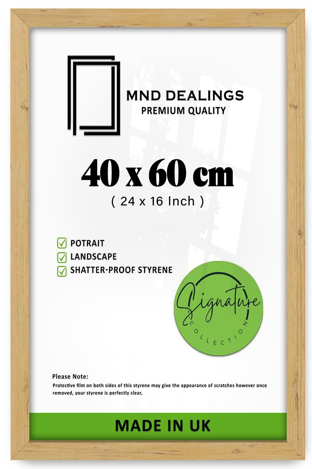 MND Dealings | Exclusive 24 x 16 Inch Pine Poster Frame Rectangle - Sleek Photo Frame for Home Decor | Family Portraits, Art Prints- (40 x 60 CM) [ Pine ]