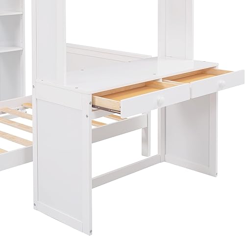 Miniatura 8 de VilroCaz Versatility - Litera individual sobre individual con escritorio y armario integrados cama alta de madera maciza y plataforma independiente