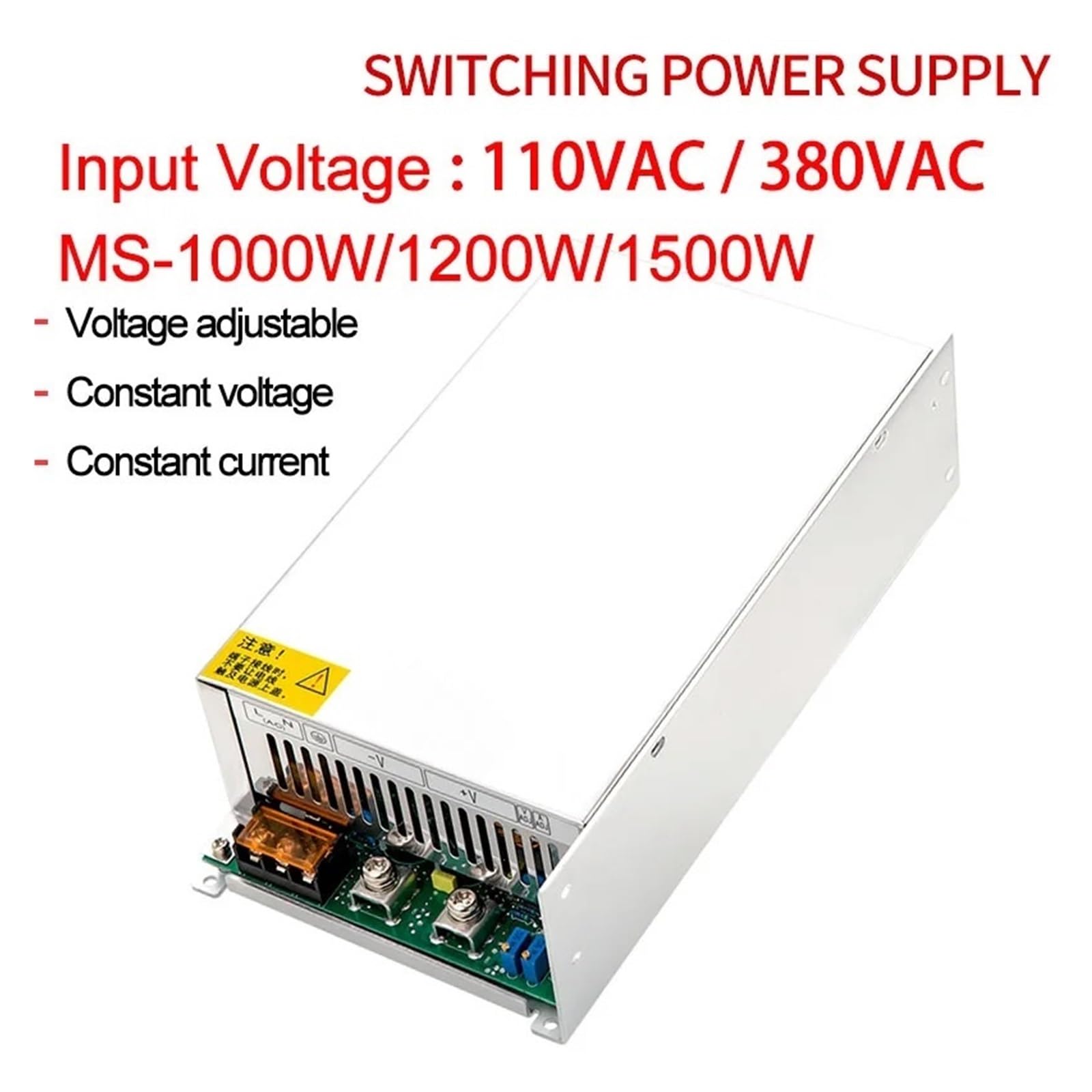 Zasilacz impulsowy AC/DC 1000 W, 1200 W, 1500 W, 110 V AC, 380 V AC, 0-12 V, 24 V, 36 V, 48 V, 60 V, 72 V, 80 V, 110 V, 220 V, regulowane napięcie | 0-220 V - 1000 W, 340-440 V AC