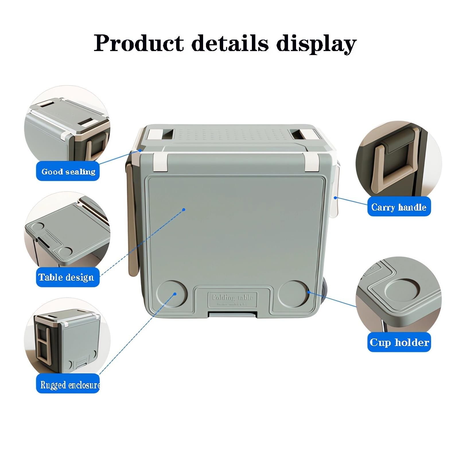 Multi Function Rolling Cooler, Warm with Wheels Table and 2 Chairs for Picnic Camping Outdoor, Foldable Upgraded Stool, 32L Heat Insulation Box (Color : Green)