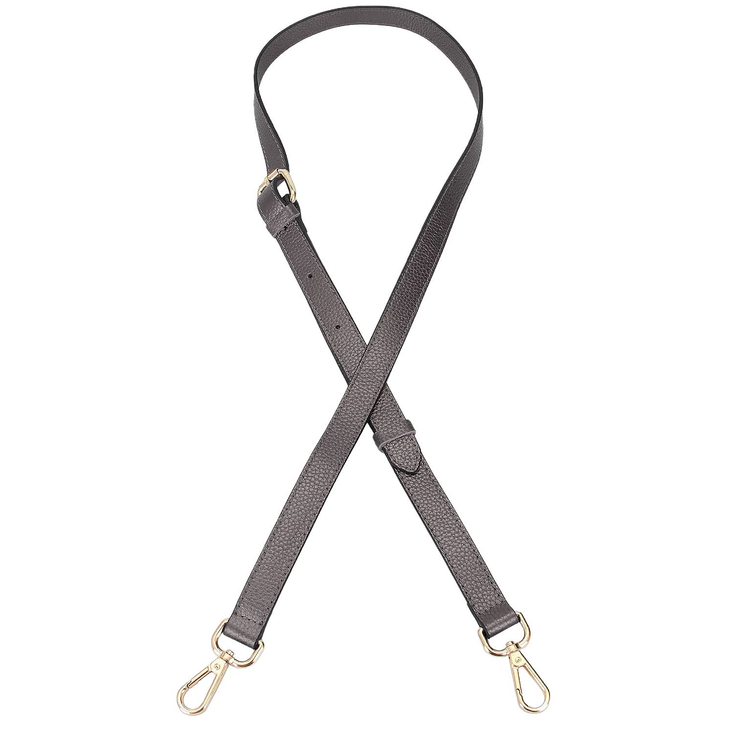 Live UpLive Up Full Grain Leather Adjustable Replacement Cross Body Purse Shoulder Strap Handbag Bag Wallet, 2/3” Wide(Silver Gray), Silver Gray, 2/3" x43"-51"(WxL)