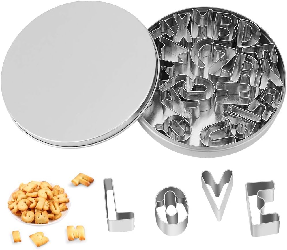 Stampino per biscotti, alfabeti lettere fondente biscotto stampo fai da te in plastica simbolo cottura stampo in acciaio inox alfabeto biscotto cucina gadget accessori set