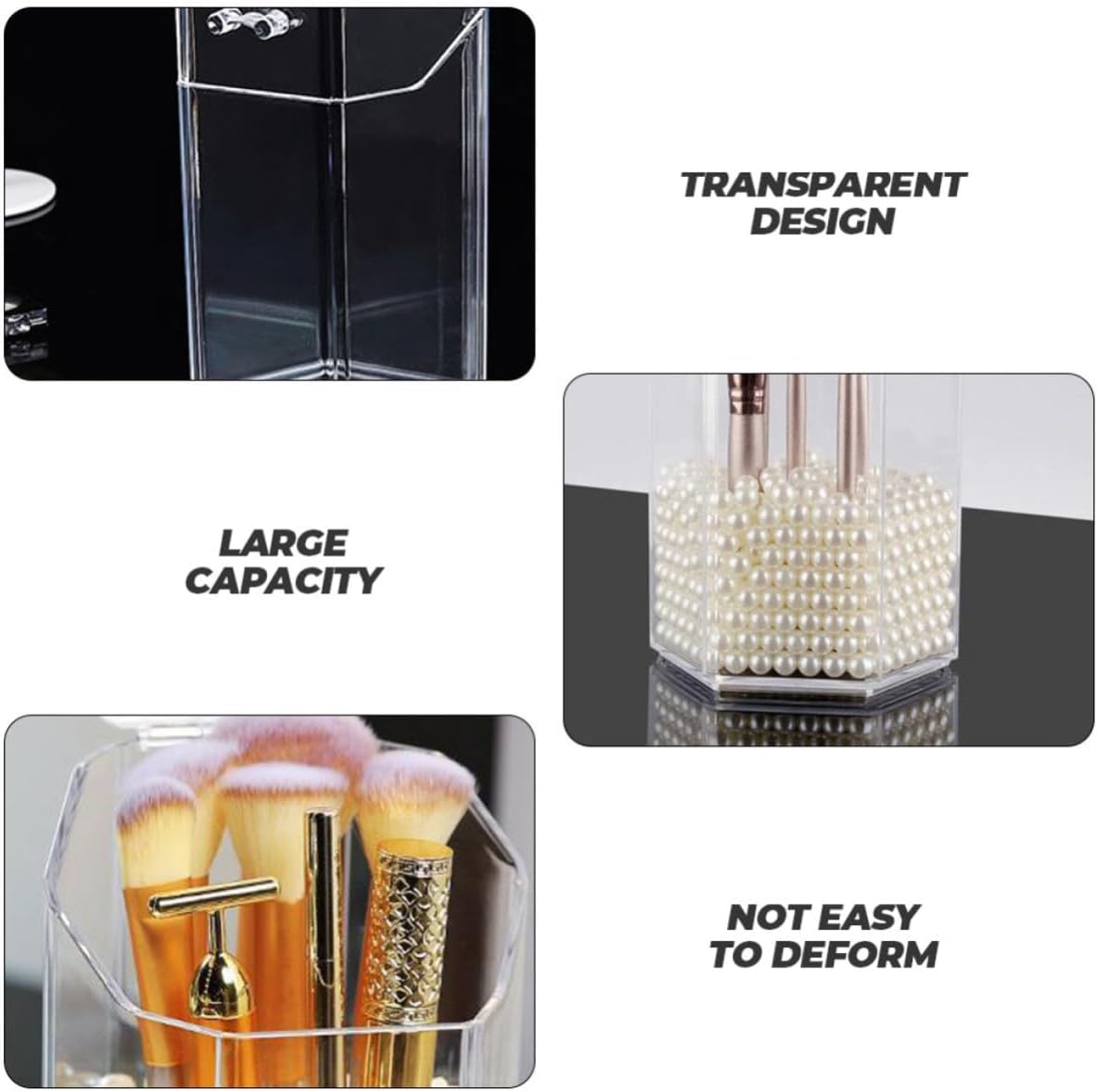 LIFKOME Acrylic Makeup Brush Storage Tube with Dust Cover for Desktop