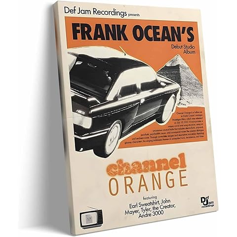 Frank Ocean Canvas Wall Art, Channel Orange Album Cover Print Poster, Vintage Framed Music Wall Artwork for Bedroom, Lounge, Studio or Music Room Aesthetic Decor 11x14inch