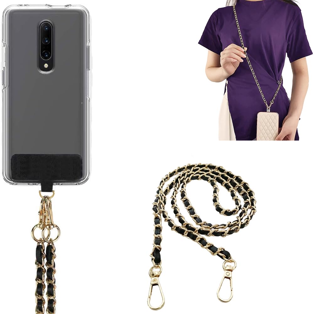 Cell Phone Crossbody Hanging Chain Mobile Holder Around Neck to Carry iPhone & Smartphone with Detachable Crossbody Shoulder Lanyard Sling Strap for Girls Braided Gold Chain-image-49