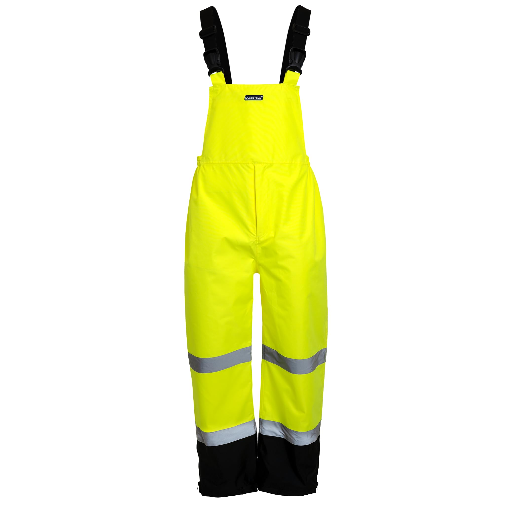 JORESTECH High Visibility Waterproof Safety Overall Pants: Reflective Stripes, ANSI Compliance, and Adjustable Bottoms Yellow Black