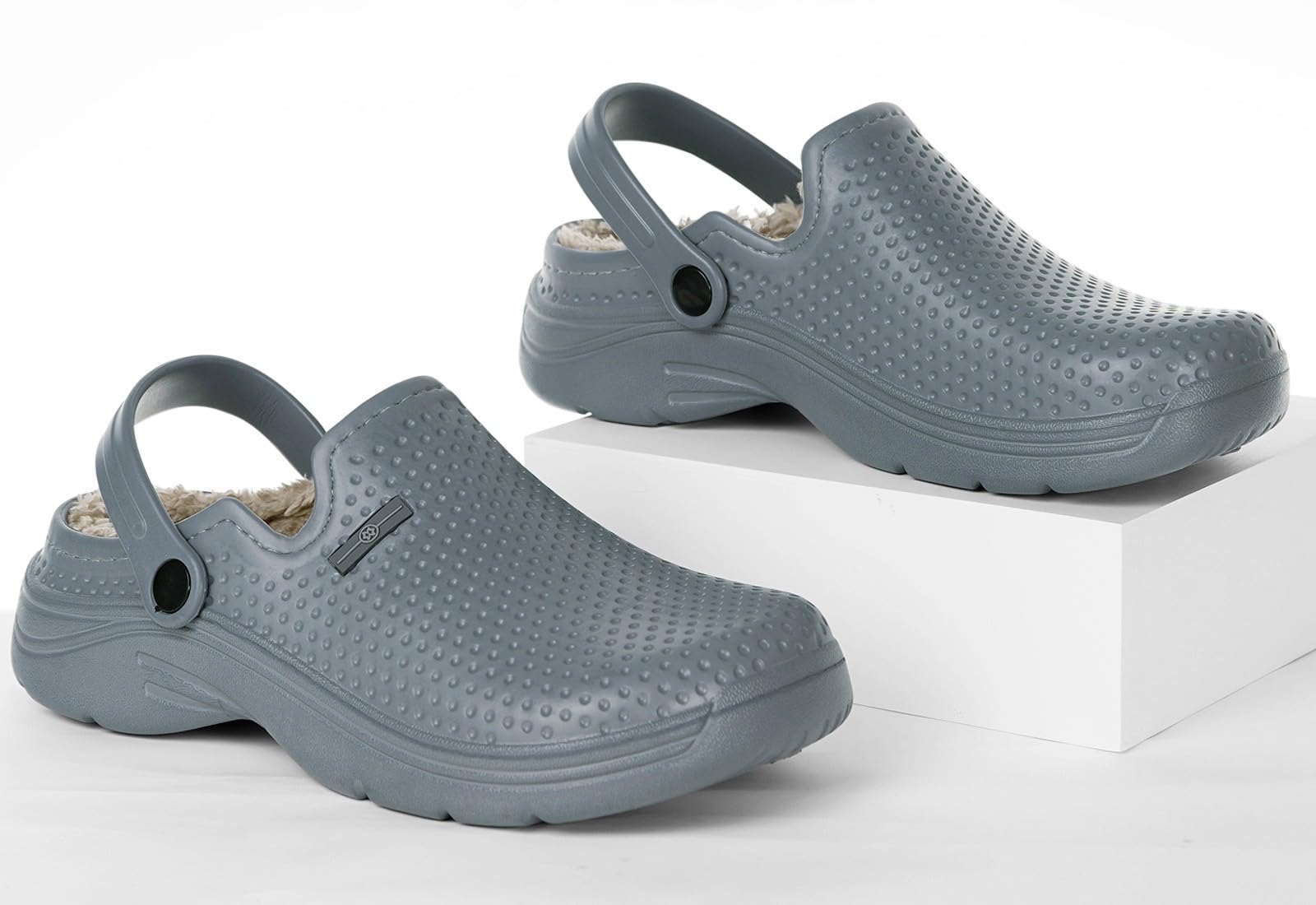 Eagsouni Clogs Hausschuhe Gefüttert Herren Damen Winter Gartenschuhe | Wasserdicht, Warme Pantoletten, Rutschfest, Gartenclogs