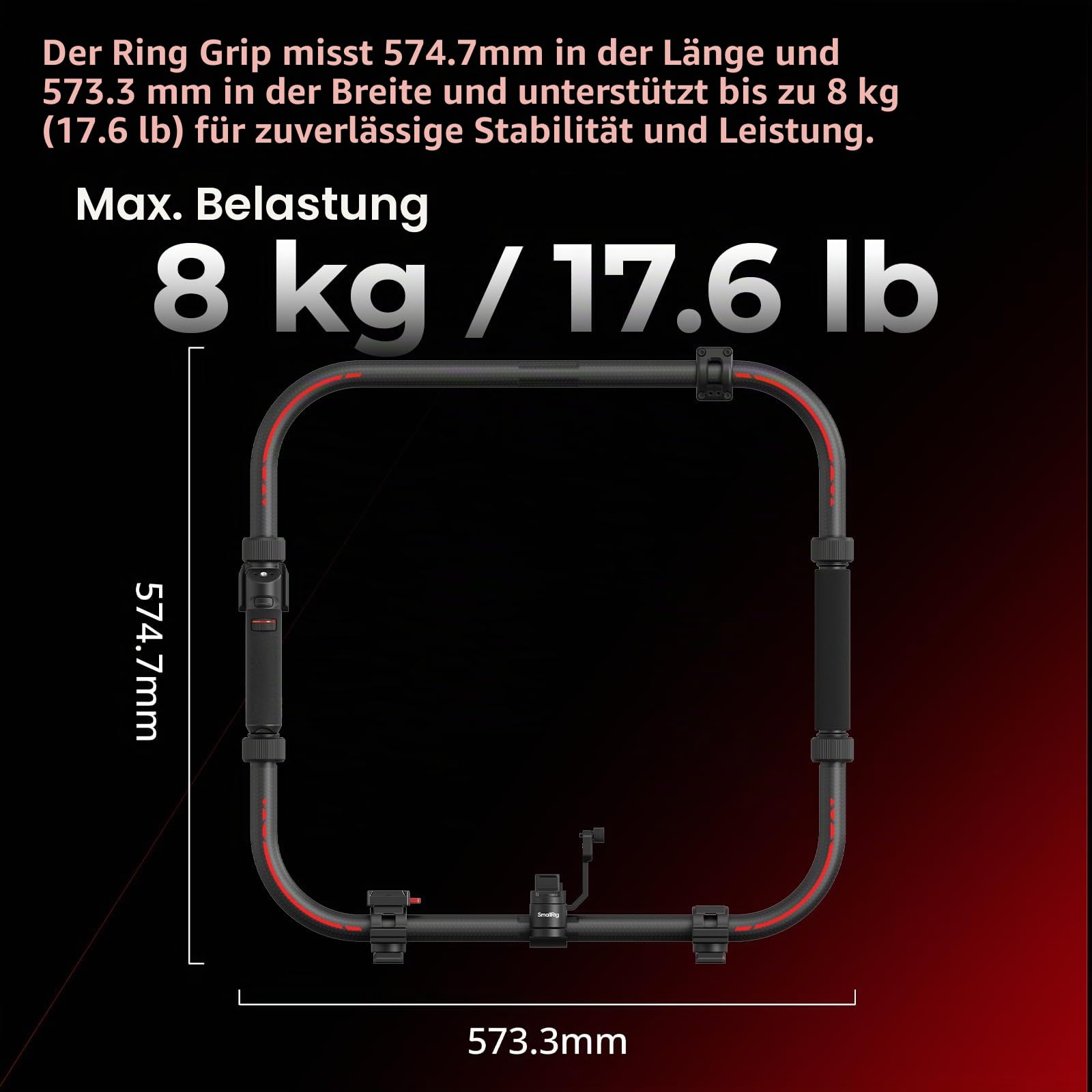 SMALLRIG Stabilisator Handringgriff für DJI RS 2 / RS 3 Pro/RS 4 / RS 4 Pro/RS 5 Gimbal, unterstützt Diverse Steuerungsmöglichkeiten, integriertes, faltbares Design, max. Traglast 8 kg - 4328