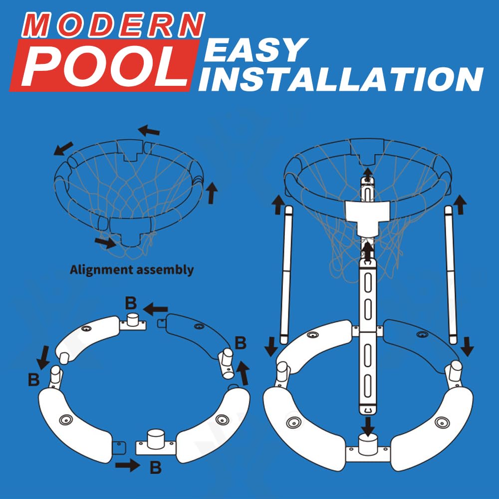 Pool Basketballkorb, Wasser Basketballkorb mit Poolbällen, Wurfringe und Pumpe, Basketballkorb Pools, 1Pool Basketball, 1Pool Spielzeug Kinder und Erwachsene für Draußen Familien Pool Party