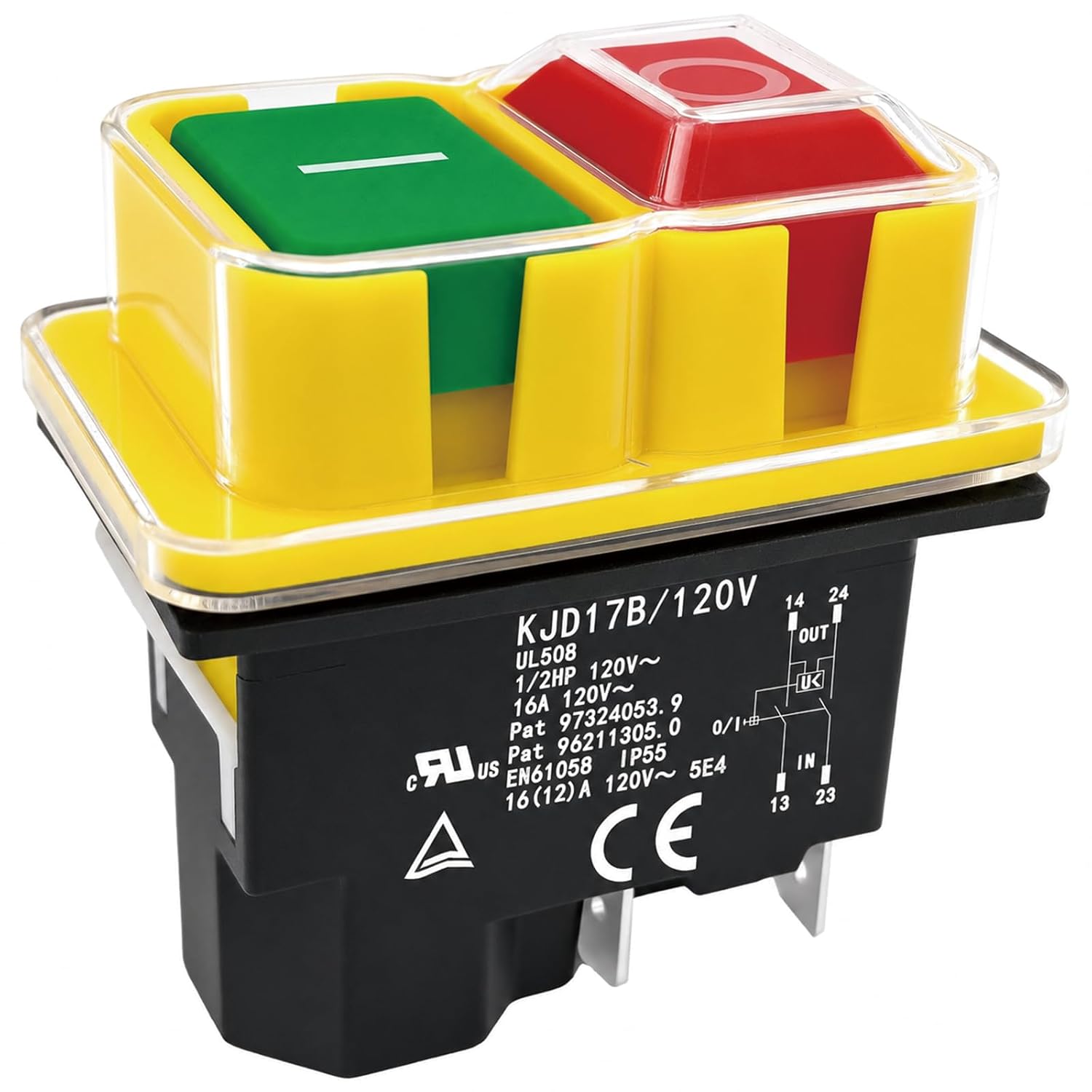 KJD17B Electromagnetic Switch (1-Pack), 4-Pin 120V 18A NVR Safety Switch, Compatible with KEDU Grizzly Delta Ryobi Power Tools - Replacement for Table Saw, Drill Press, Grinder, No-Volt Release