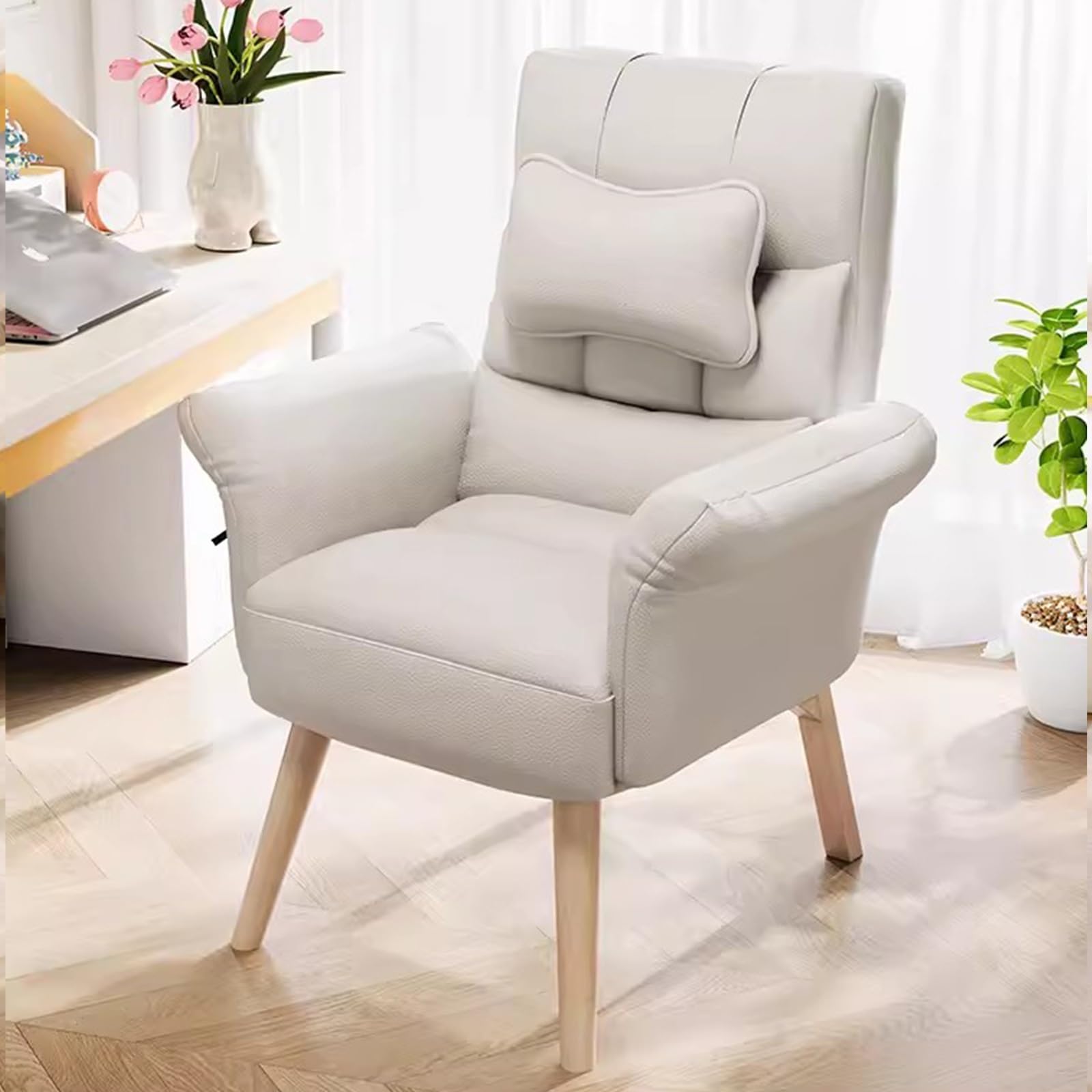 METTEOR Cuter Chair Adjustable High Back Recliner Modern Living Room Sofa Chair Office Chair with Lumbar Support table Armrests for Home and Work (Beige/B Einheitsgr??e)