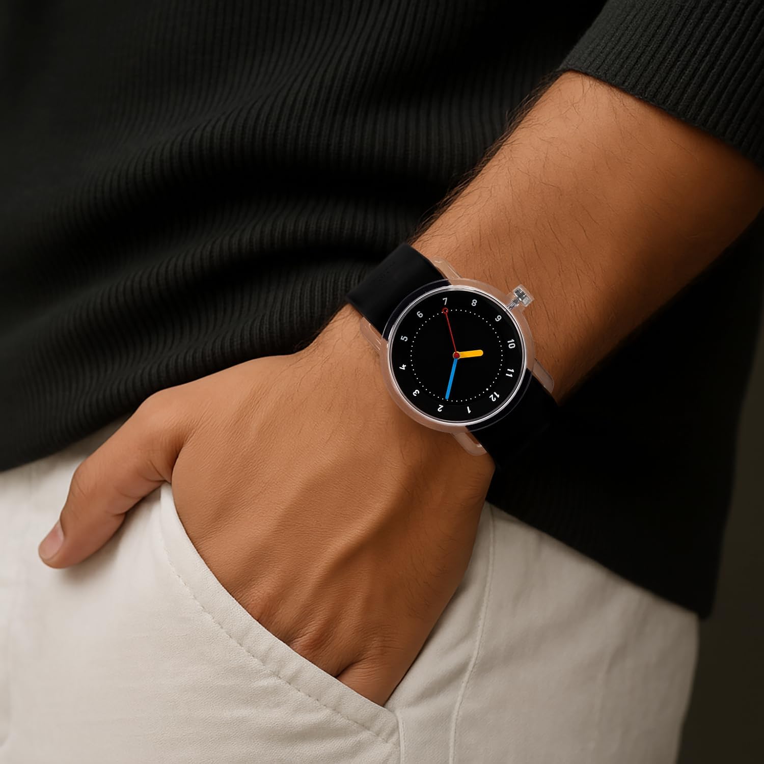 TID No.3 Unisex Minimalist Watch-Japanese Quartz Movement, Waterproof TR90 Resin Case,Minimalist Scandinavian Design, Solid Dial, Silicone Strap, 38mm Wristwatch