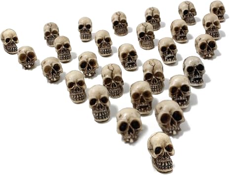 20pcs Mini Skulls for Crafts, Small Resin Skull Decorations for DIY Halloween Decor, Spooky Table Accents for Plants, Terrariums, Cake or Book Nooks