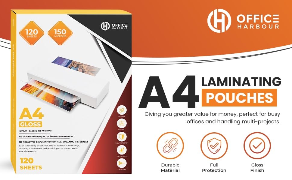 A4 Laminating Pouches - 120 Sheets, Gloss - Image 2