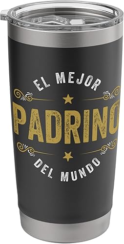 Vista 8 de Vaso aislado de acero inoxidable con aislamiento de padrino mexicano o El Mejor Padrino del Mundo Cepillado
