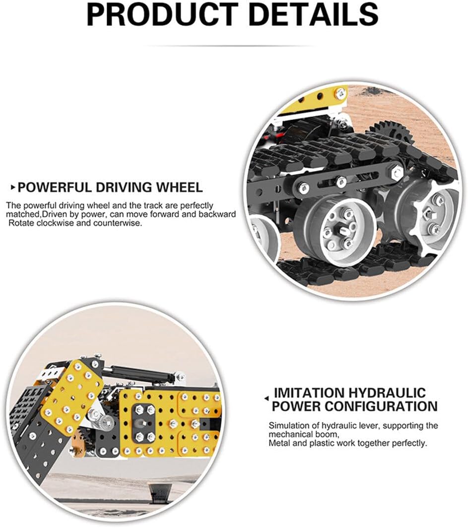 3D Metal Puzzle Car, 2.4G 12CH Simulation RC Excavator Construction Vehicle Metal Jigsaw Puzzles Assembly Kits, Home Decor Display for Adults and Teens (2544 PCS)