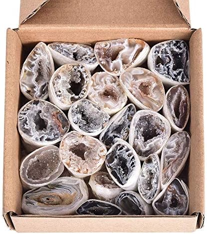 JIC Gem 0.5lb Natural Quartz Geodes Small Agate Druzy Mineral Irregular Rock Healing Crystals Cluster Geode