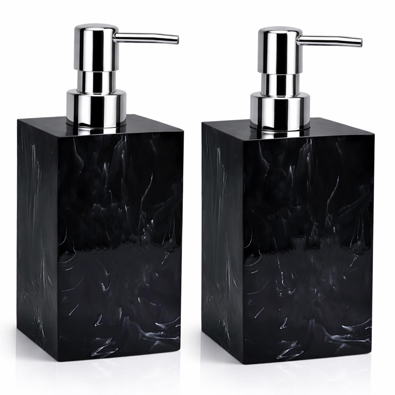 2 Pack Marble Look Hand Soap Dispenser, 16.9 oz Countertop Hand Lotion Pump Bottles, Lotion Container, Refillable Liquid Hand Soap Jar, Resin Shower