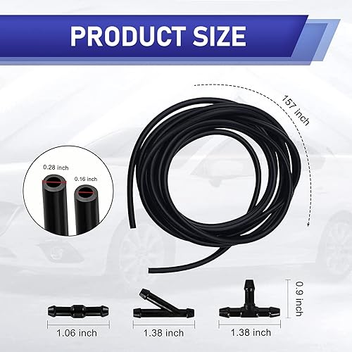Miniatura 2 de NGHEY Windshield Washer Hose Kit, 4 Meters Windshield Rubber Hose with 12 PCS Hose Connectors, Connect Car Water Pump and Nozzles for Most Car