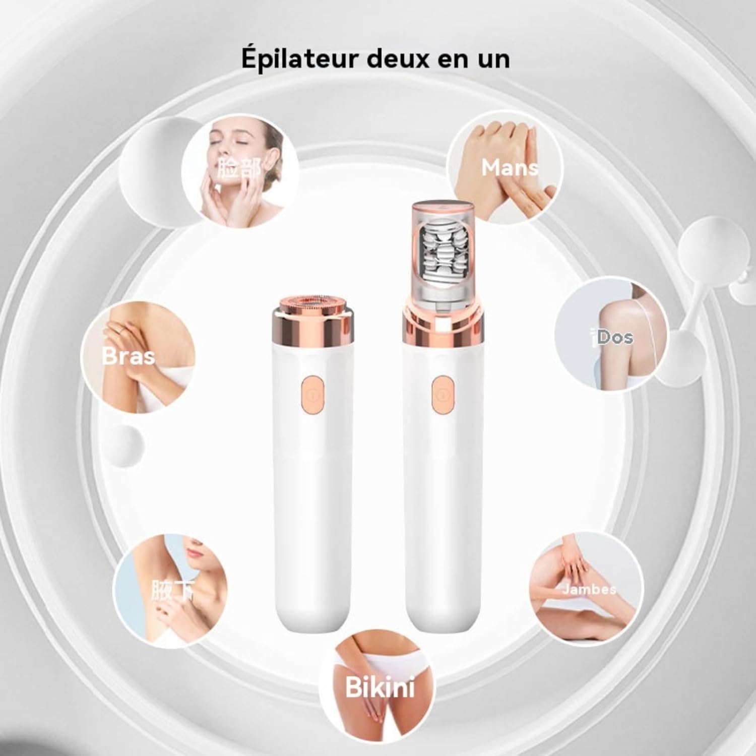Epilsmooth Pro épilateur visage, Epil smooth Épilateur Visage, USB Rechargeable Avec Lumière LED Intégrée, Convient pour le Visage,le Corps,les Jambes et les Aisselles (Rose)