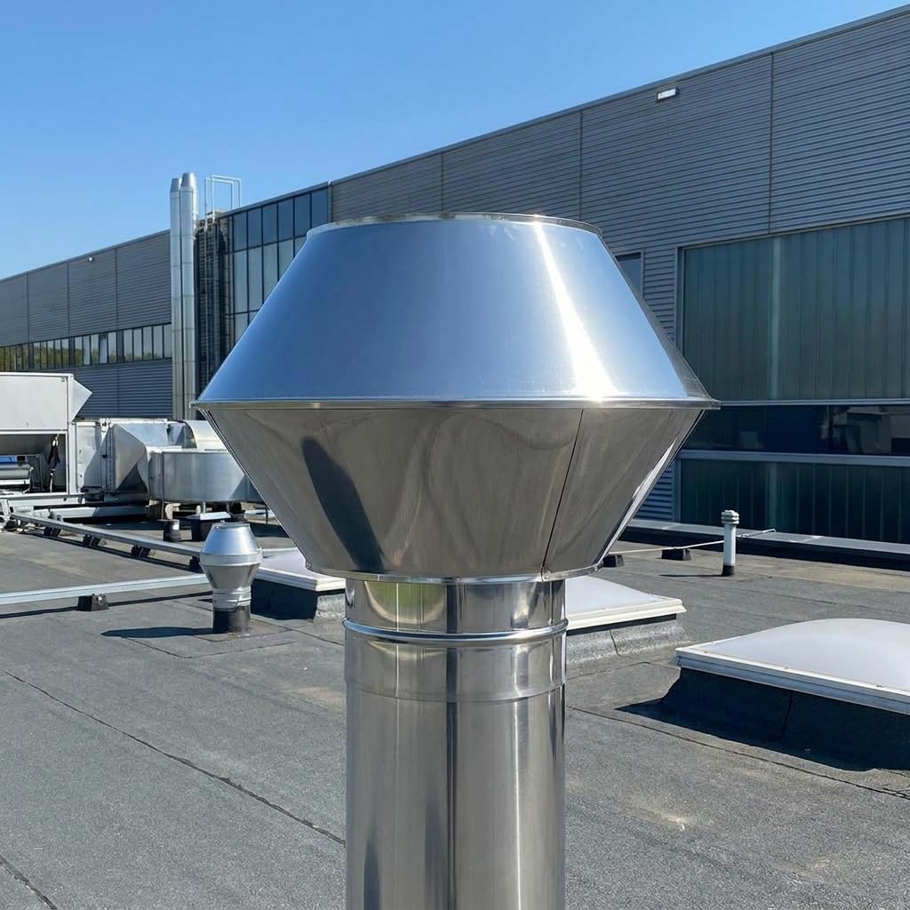 MAKA Comignolo Antivento Biconico Tondo in Acciaio Inox, Terminale per Canna Fumaria Camino Stufa a Legna Pellet e Gas, Cappello Antipioggia Aspirafumo (Ø 180 mm)