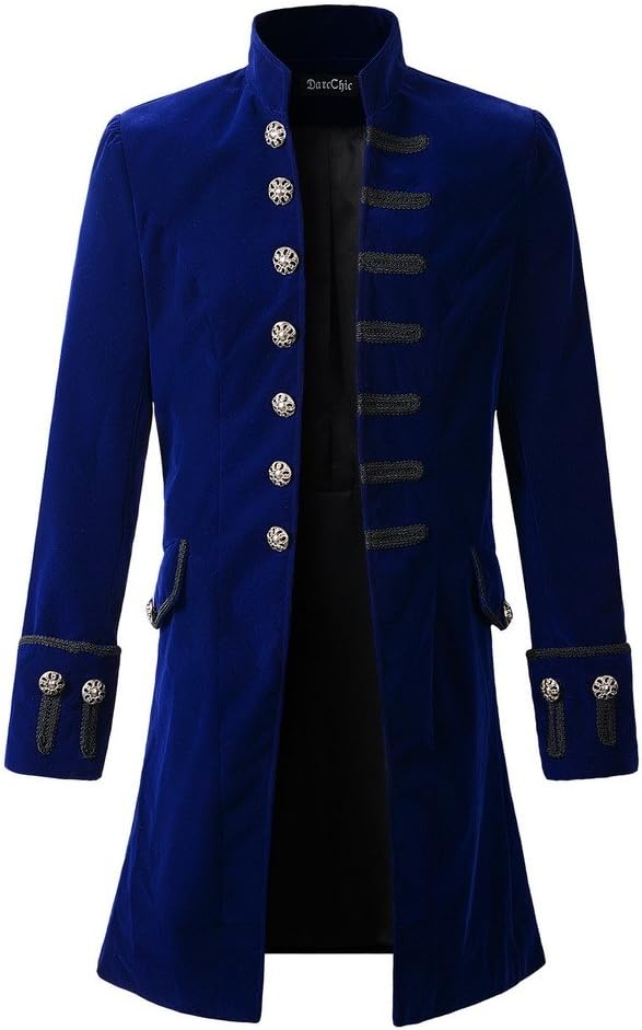 Mens Velvet Goth Steampunk Victorian Frock Coat