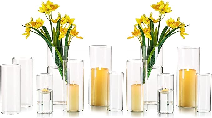 Portacandele In Vetro Uragano 30cm - 6 Cilindri Trasparenti Per Candele Taper - Foto 3