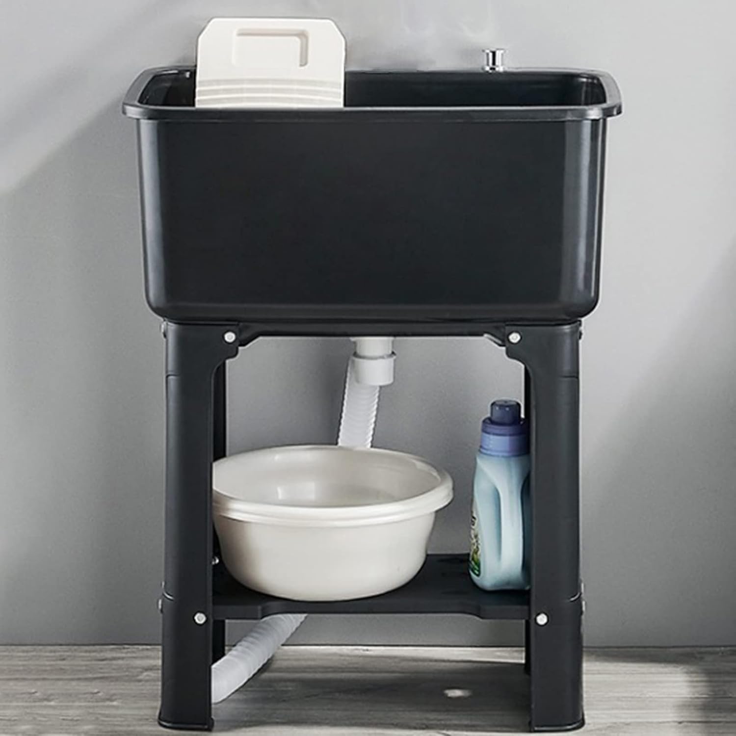 Freestanding Plastic Laundry Sink with Washboard, ExtraDeep Laundry