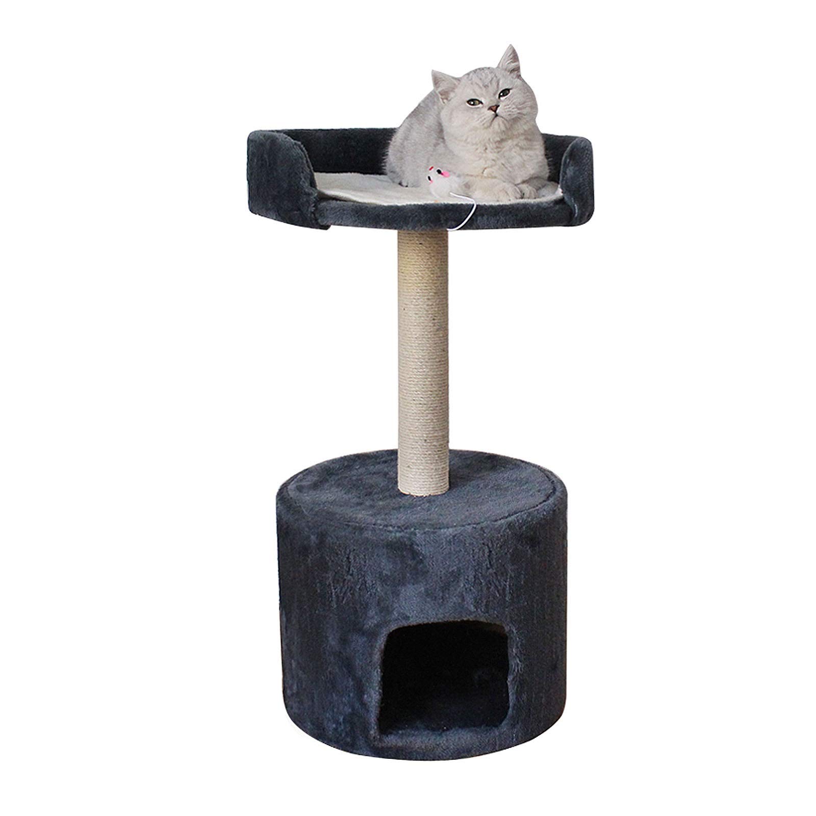 Arbre à chat avec poteaux en sisal naturel et plateforme d'activité 30x30x70 cm
