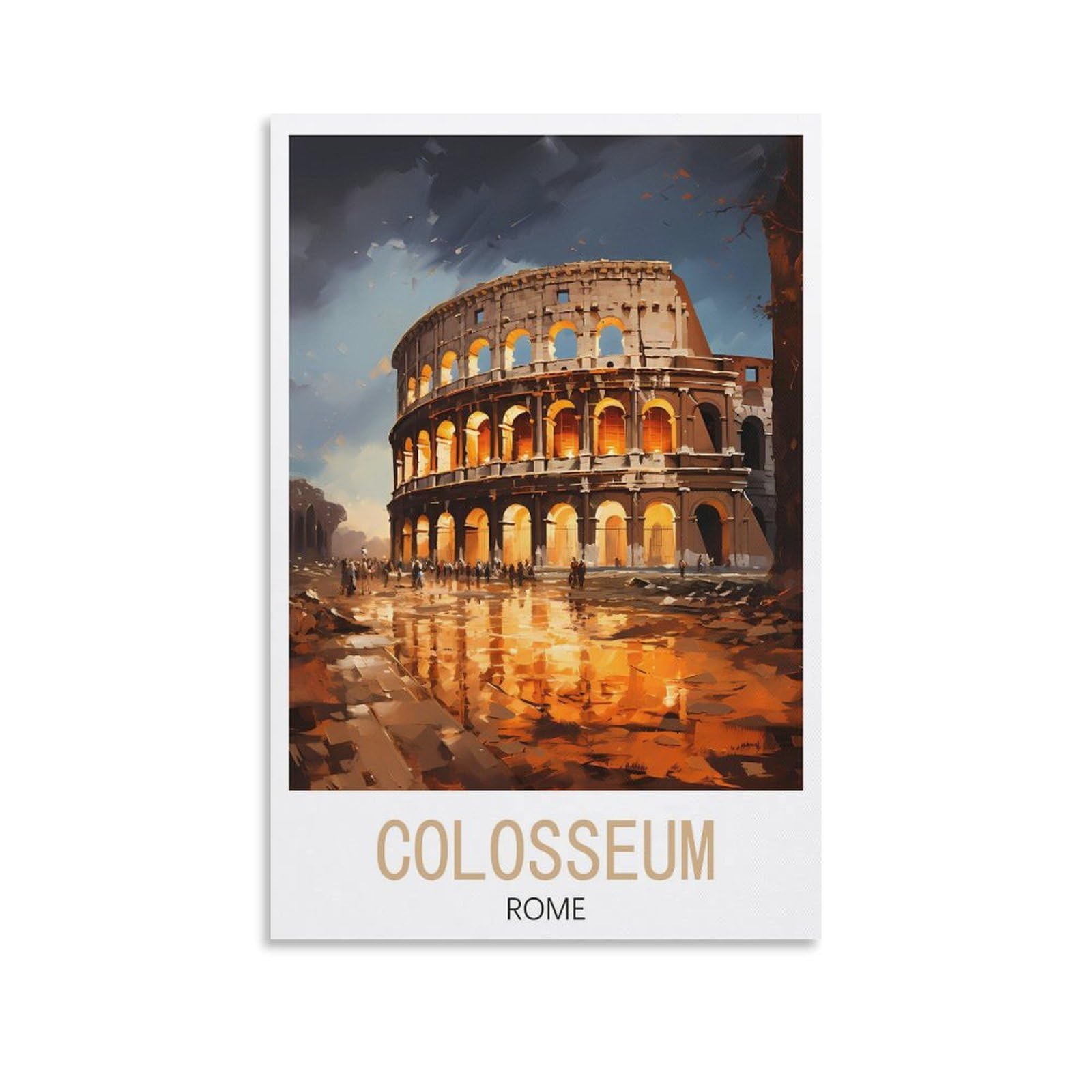 Lolwnni Unframe-Style Colosseum Rome Vintage Travel Posters 16X24inch(40X60cm) Canvas Wall Art Print Picture Paintings For Living Room Bedroom Decor