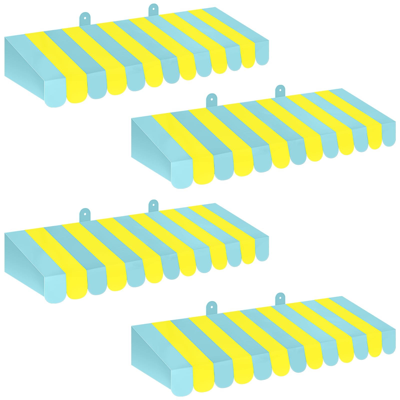 Boao 4 Pcs 3D Cardboard Awning Decor,Yellow and Green,Striped Style