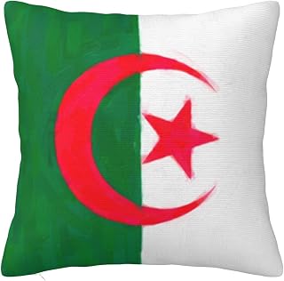 Algeria Flag Oil Painted 16Ã—16 Inch Square Pillow Cover Soft Comfortable Stylish Home Decor Bed Sofa Office
