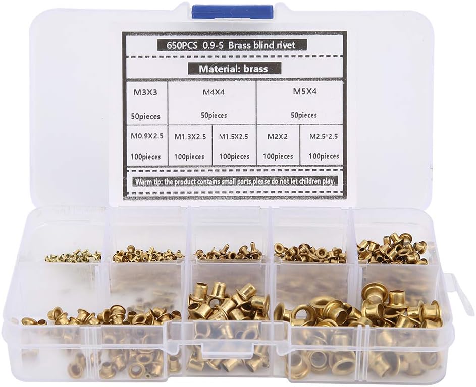 Hyuduo 650Pcs Brass Eyelets Rivets Hollow Metal Buttonhole Classification Kit Hardware Accessories Soft Wire Material Blind Rivets,Rivet