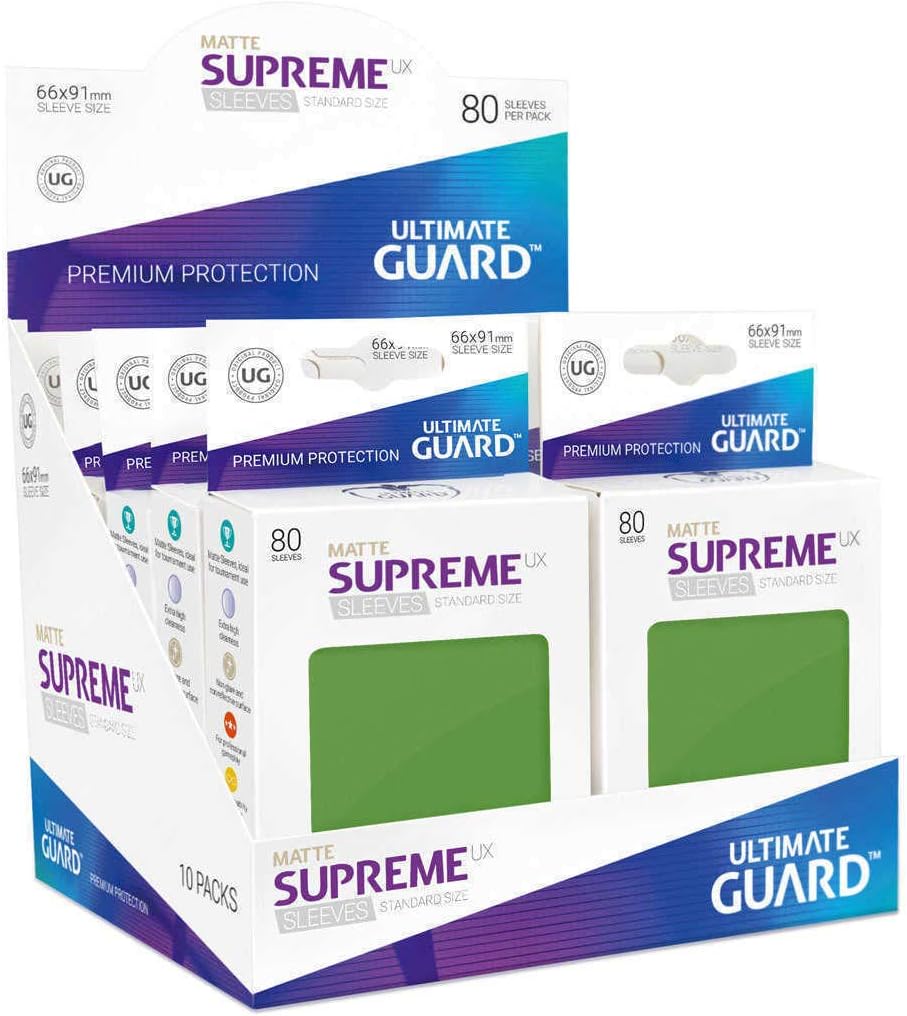 Ultimate Guard Supreme UX Card Sleeves (80 Piece), Matte Green, Standard Size