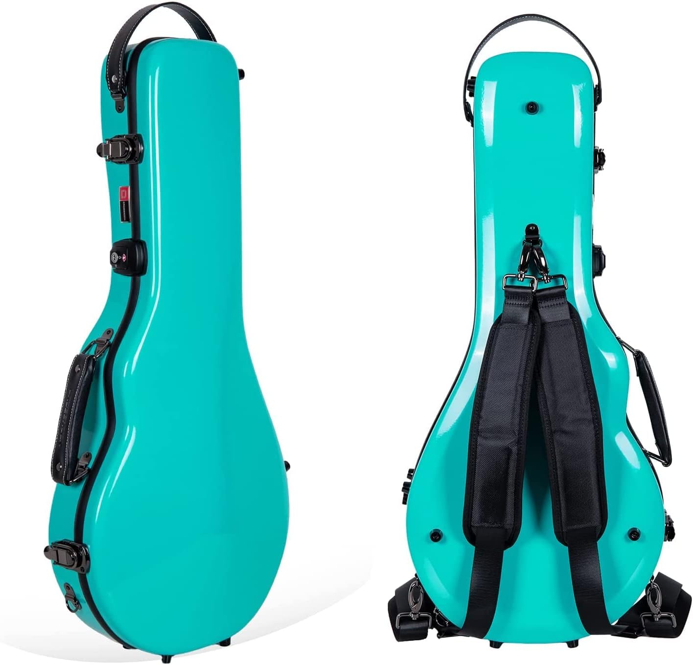 Crossrock Fiberglass Case fits for Both A&F Style Mandolin with Removable Shoulder Straps-Mint Blue(RTF1020MAFMB)