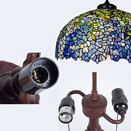 Magcolor Table Lamps, Tiffany Style Stained Glass Purple Wisteria Table Lamp With 16 Inches Handmade Lampshade And Brown Round Lamp Base Made Of Zinc Alloy,Suitable For Decorating Room #TOP3