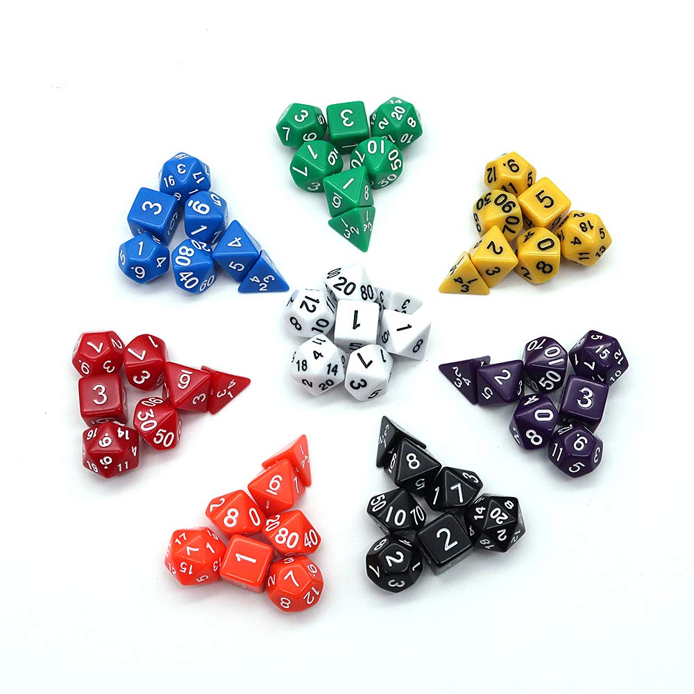 DollaTek – 10 Sets De Dés Polyédriques – 70 Pièces D4 D6 D8 D10 D% D12 D20 – Pour D&D, RPG, MTG – Sac De Rangement Inclus