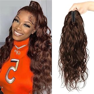 人毛ポニーテールヘアピース、ボディウェーブ人毛ポニーテールエクステンション、10-24インチウェーブクロークリップポニーテールエクステンションダークブラウンカーリーウェーブクロークリップレミーヘアポニーテールヘアピース、ポニーテールヘアピース 日常使いに(18inches)