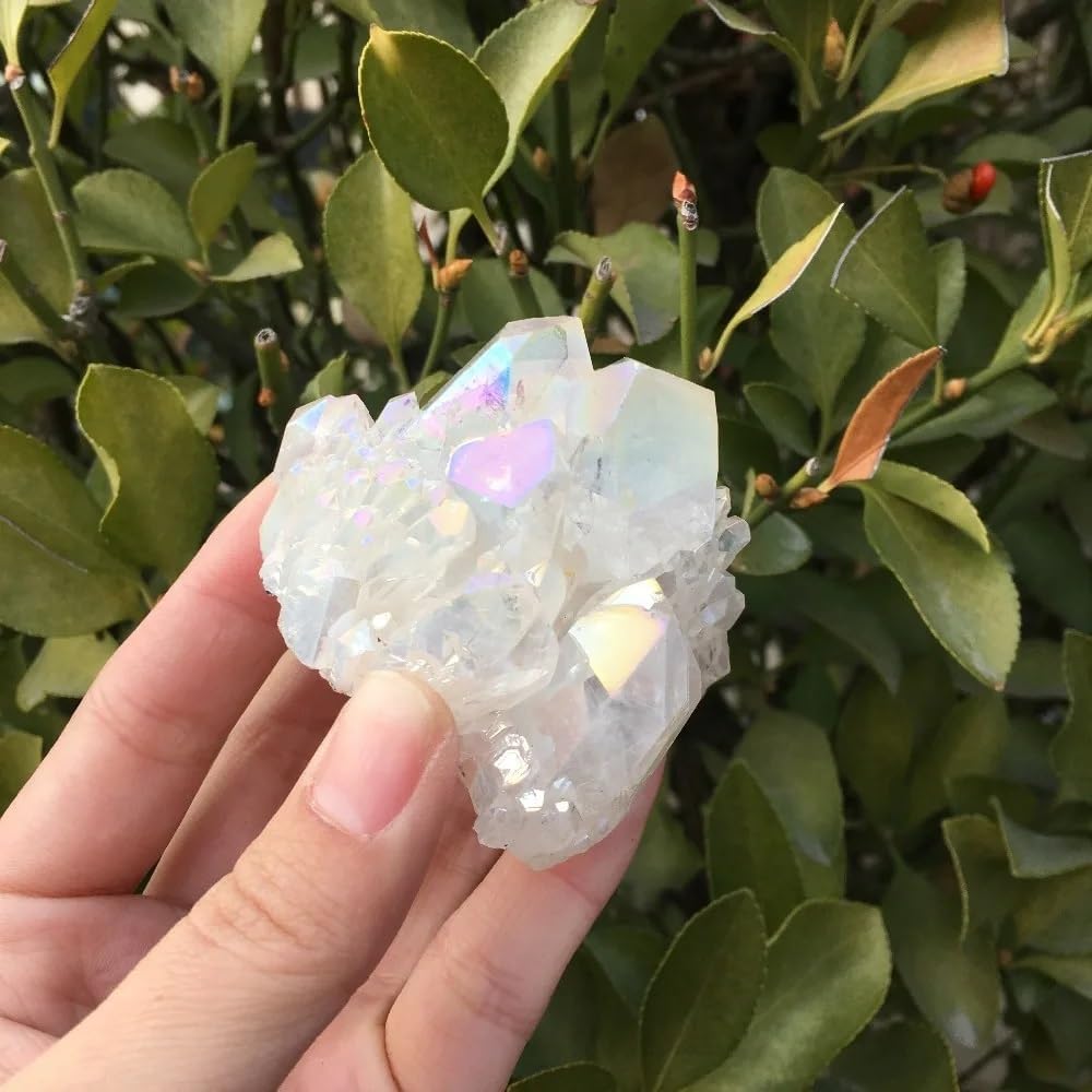 Stone White Flame Halo Quartz Crystal Cluster Holiday Birthday Gift