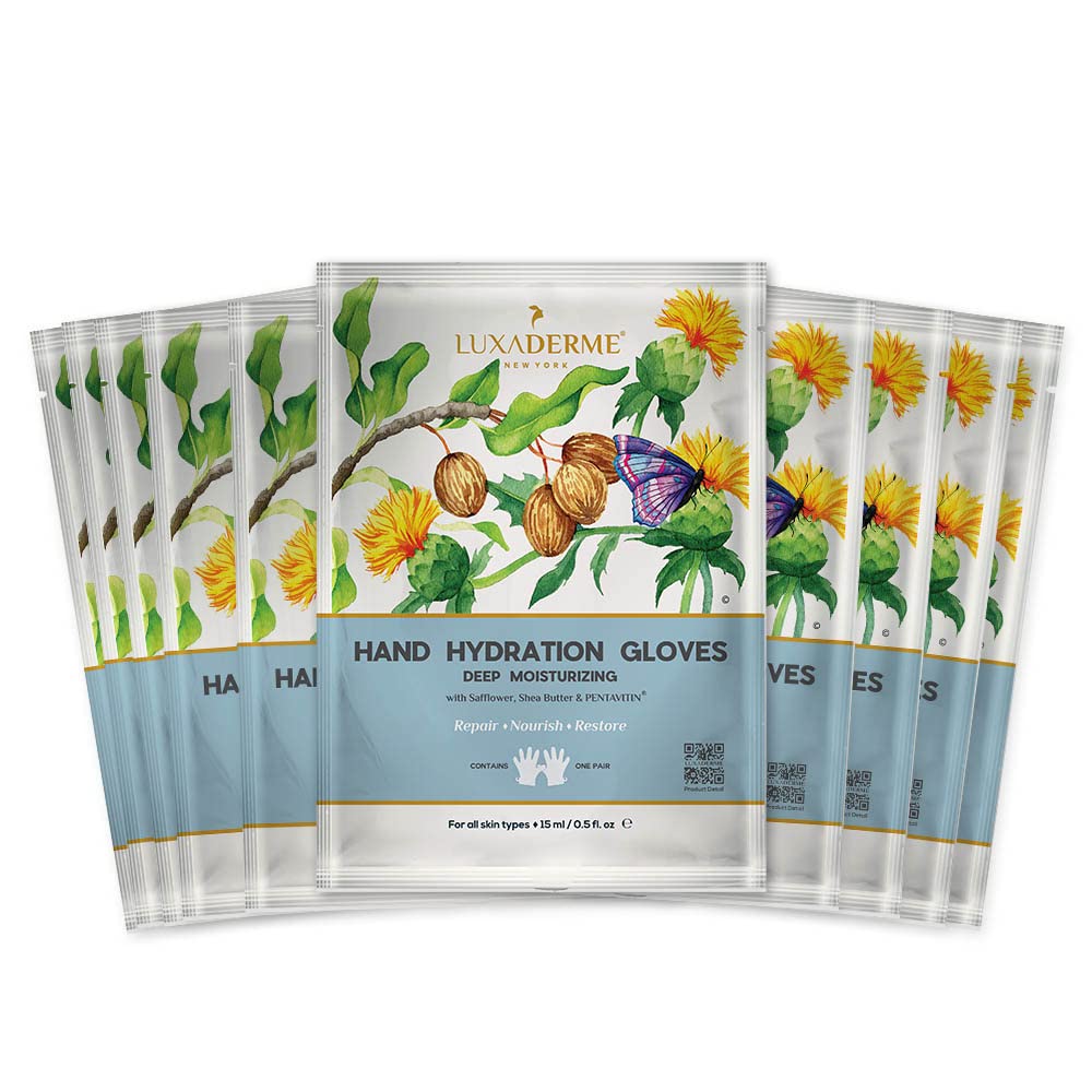 LuxaDermeDeep Moisturizing Hand Hydration Gloves with Safflower Oil, Allantoin and Star Anise, 15ml - Pack of 10