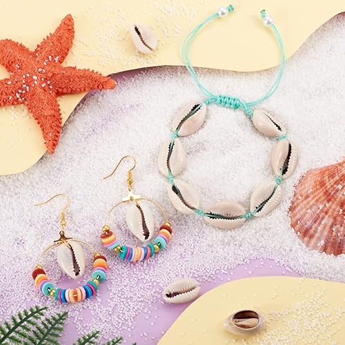 Vista 120 de Cheriswelry 50 cuentas de concha galvanizadas, conchas de cauri en espiral, conchas de mar, verano, playa, cuentas espaciadoras sueltas