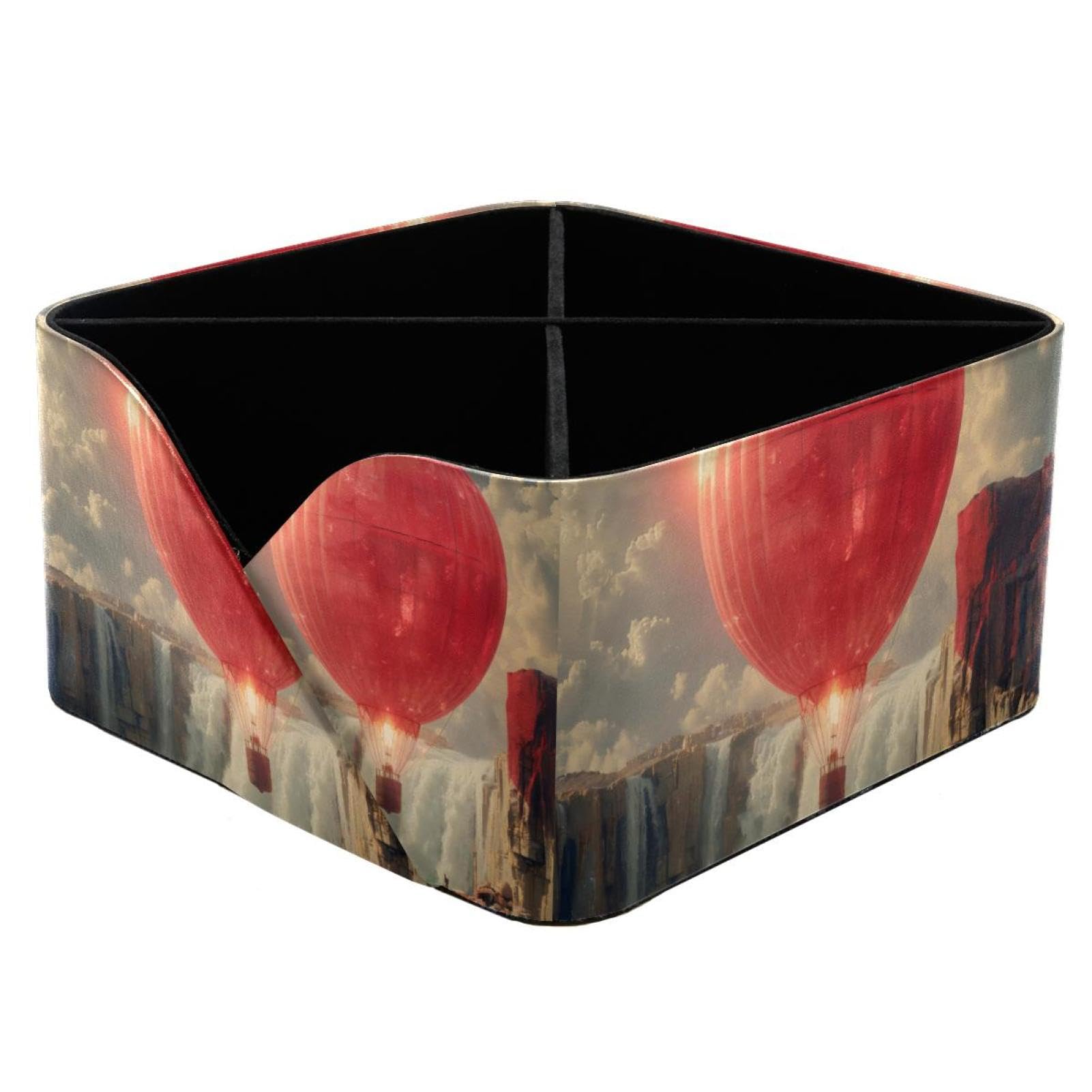 Organiseur de bureau rectangulaire à motif montgolfière rouge pour enfants et femmes