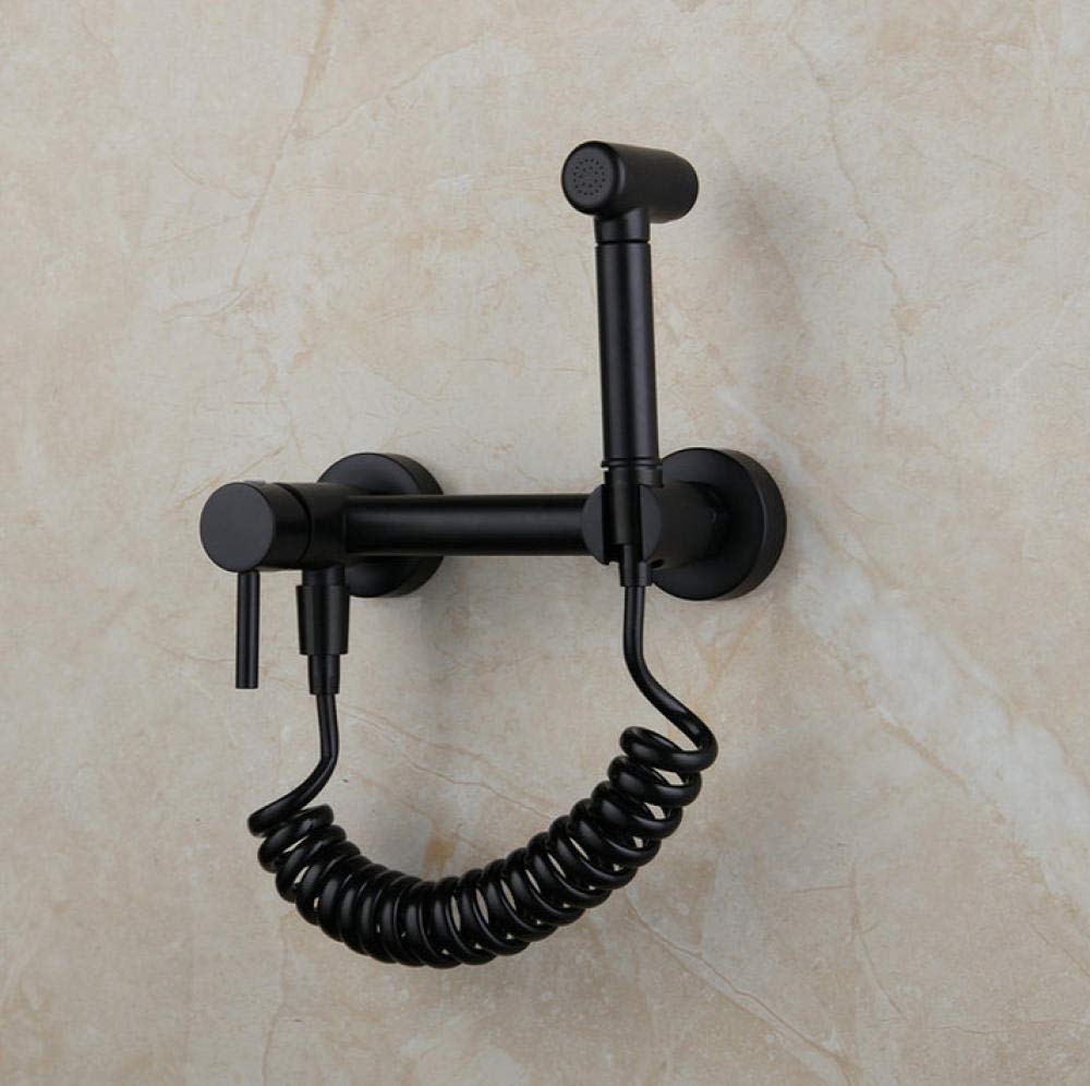Mitigeur en laiton massif noir mat et robinet de douche chaud froid mural