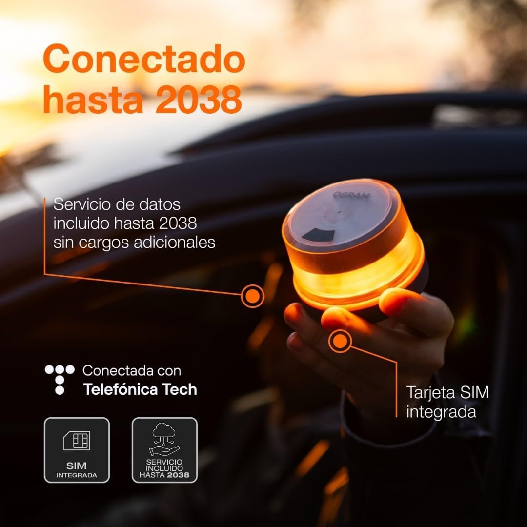 LEDSL105 Pack x18 Balizas de Emergencia LED para Coche | Luz de Señalización Vial. Baliza Homologada DGT 3.0 Obligatoria en 2026 | Señal V16 para Coche con Aviso Automático y Plan de Datos Incluido