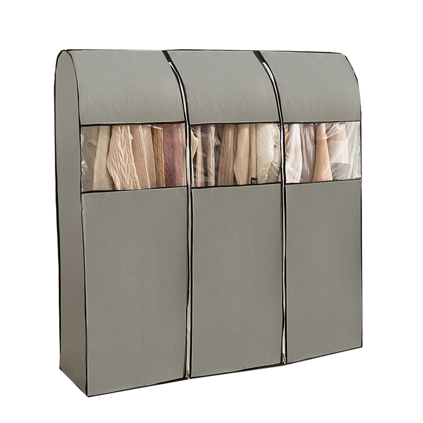 WANGRUIERHA Garment Rack Cover, Hanging Garment Bags for Closet Storage, Clothes Covers Protecting Dusts, Visible Window, Save Space(Grey,120x50x150cm/47x20x59in)